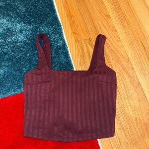 Lululemon Athletica Burgundy Striped Crop Top and Leggings set